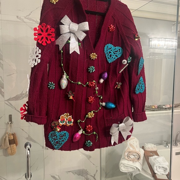 Oh my gosh a home made knit ugly Christmas sweater size large extra large 🎄 - Picture 8 of 17